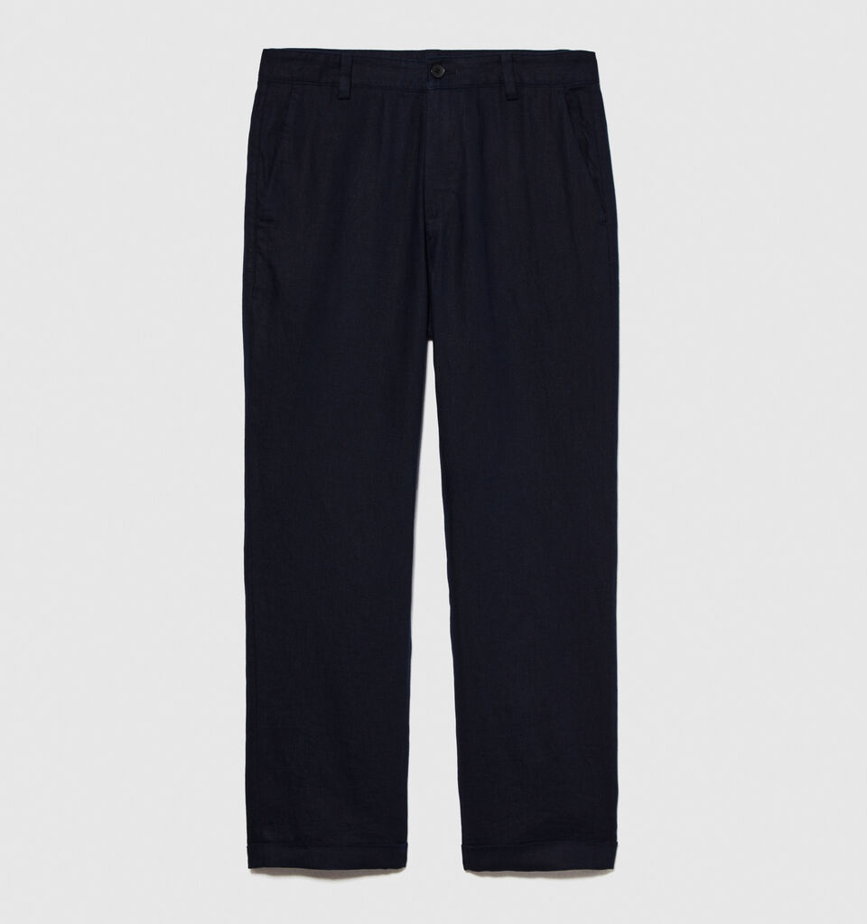 Regular fit trousers in 100% linen - men's regular fit trousers - Dark Blue | Sisley image number 6